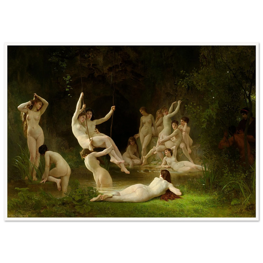 Nymphaeum (1878) Art Print | William Bouguereau - Framed Poster - 70x100 cm / 28x40″ - Black frame