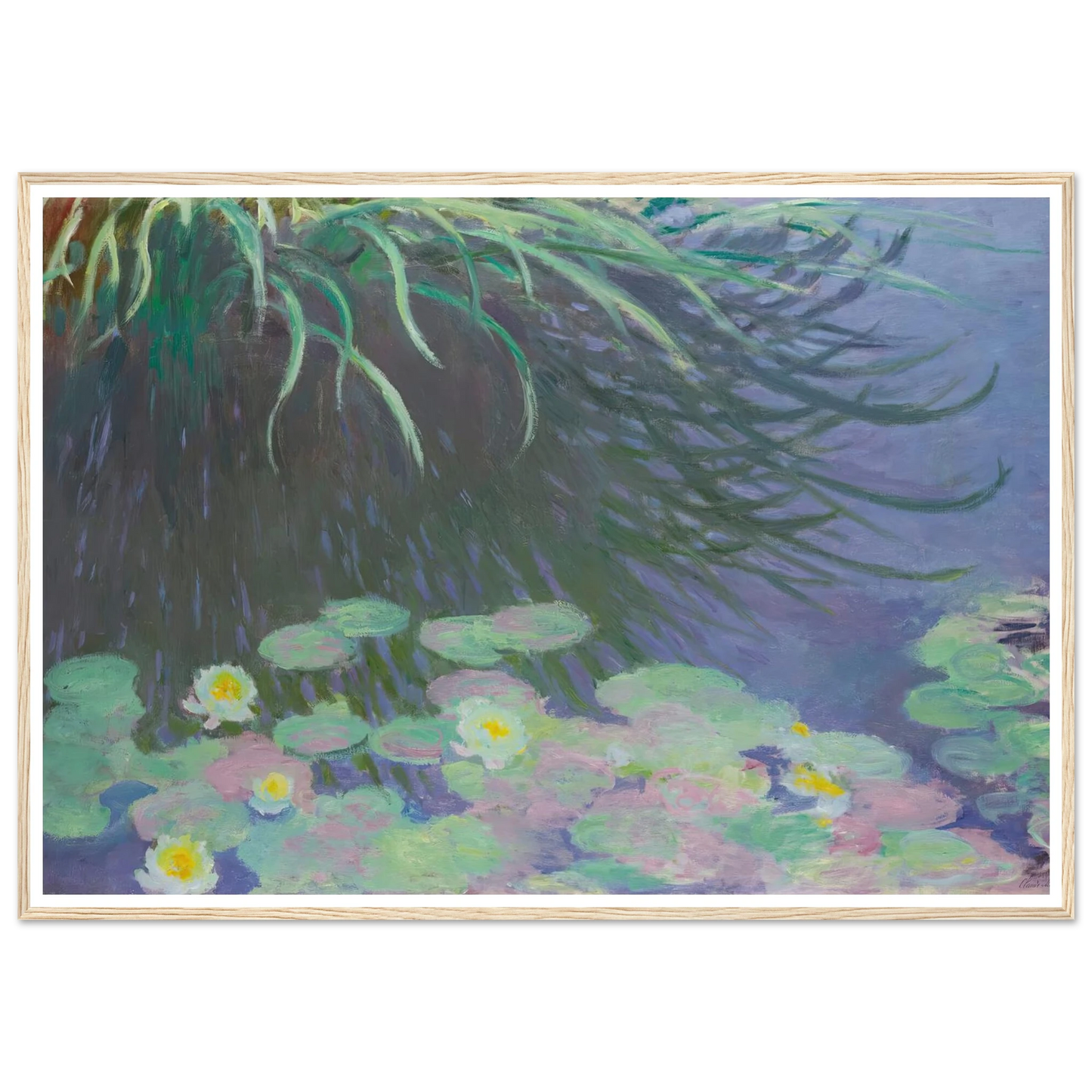 Nymphéas Avec Reflets De Hautes Herbes (1914-17) Art Print | Claude Monet - Framed Poster - 30x40 cm / 12x16″ - Black frame