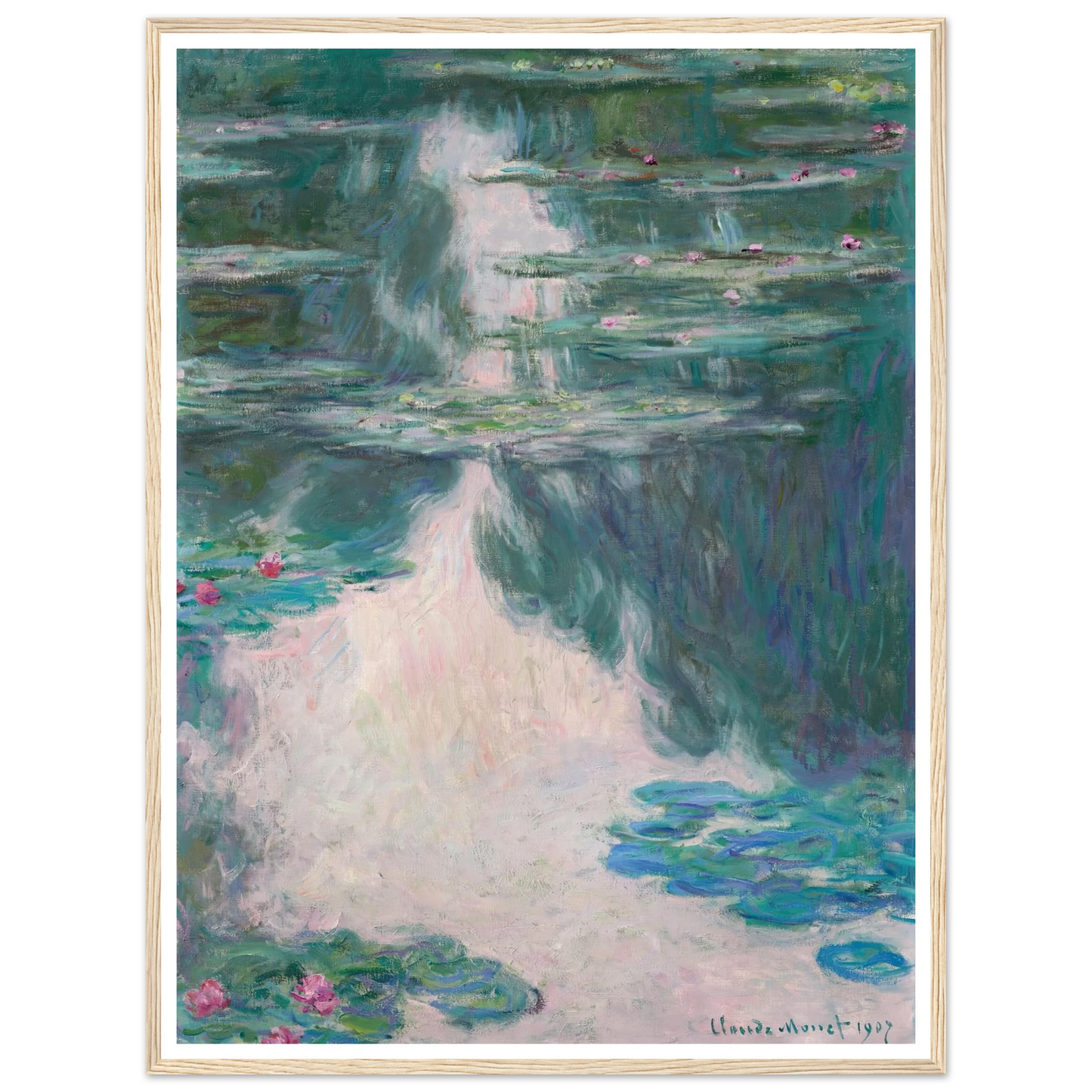Nymphéas, temps gris (1907) Art Print | Claude Monet - Framed Poster - 30x40 cm / 12x16″ - Black frame
