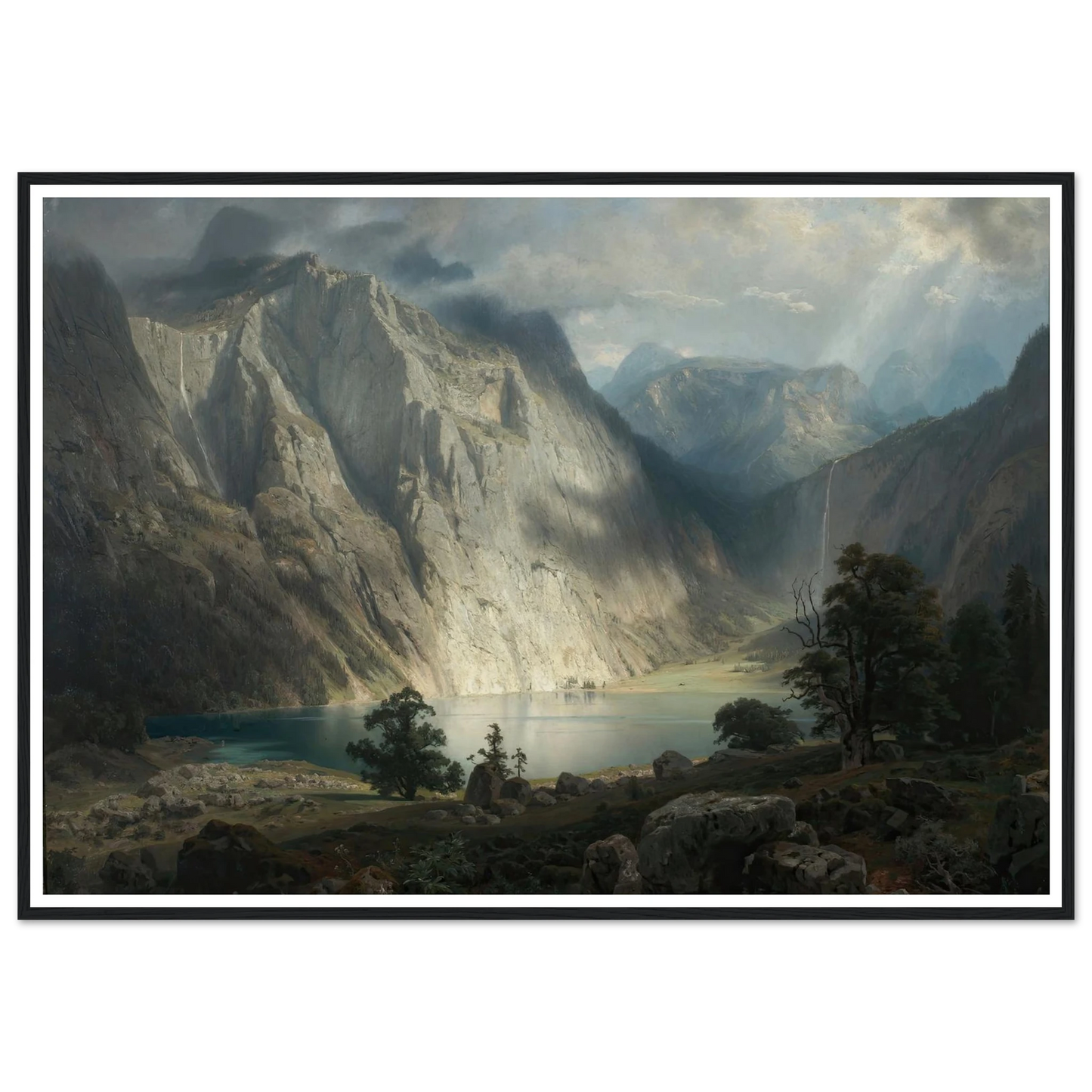 Obersee bei Berchtesgaden (1858) Art Print | August Wilhelm Leu - Framed Poster - 30x40 cm / 12x16″ - Black frame
