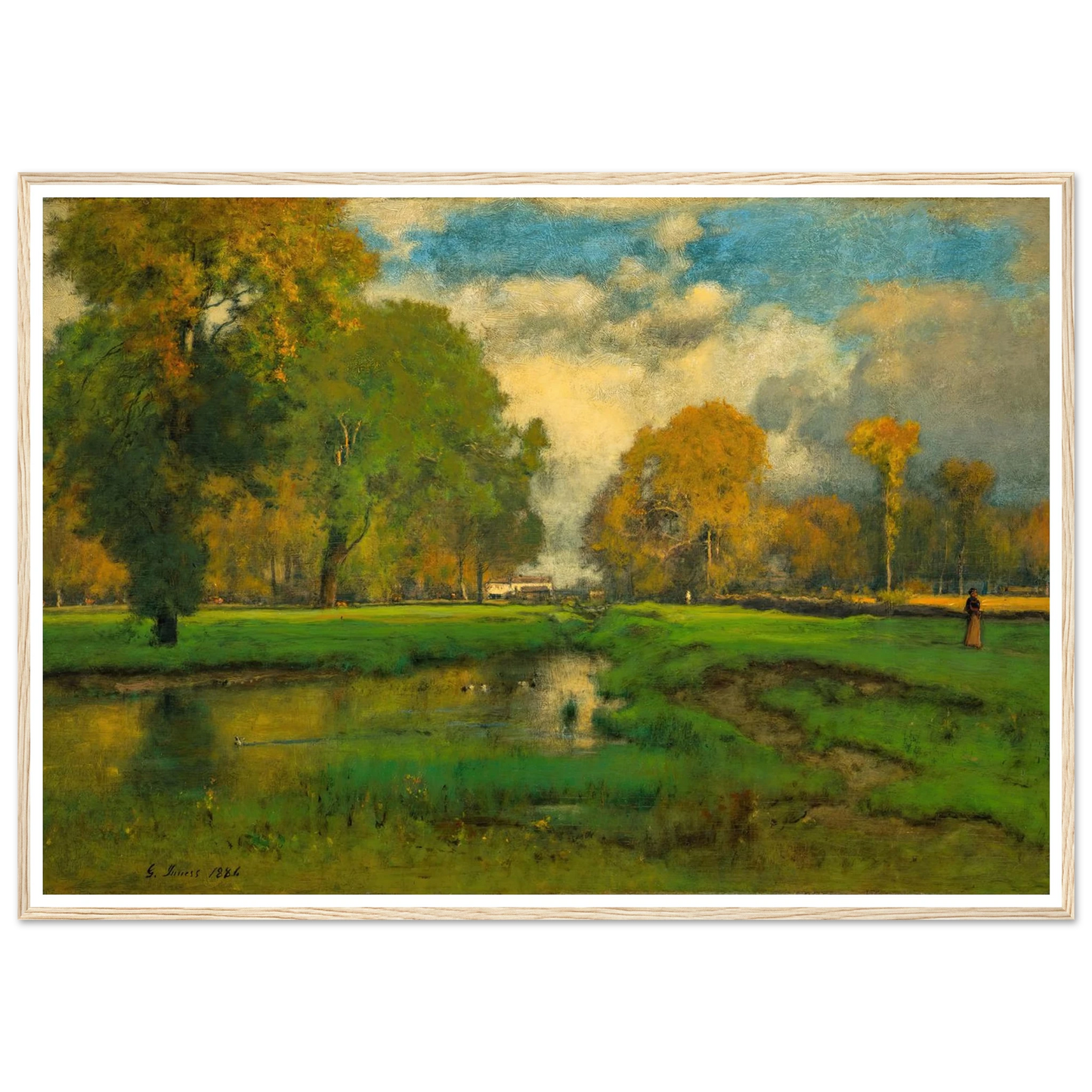 October (1882) Art Print | George Inness - Framed Poster - 30x40 cm / 12x16″ - Black frame