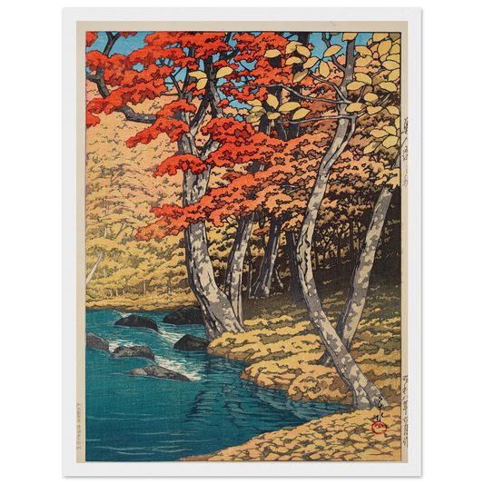 Oirase no aki (Autumn at Oirase) (1933) Art Print | Kawase Hasui - Framed Poster - 30x40 cm / 12x16″ - Black frame
