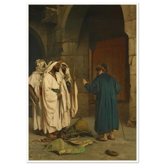 Old Jew with three Arabs Art Print | Jean Leon Gerome - Framed Poster - 30x40 cm / 12x16″ - Black frame