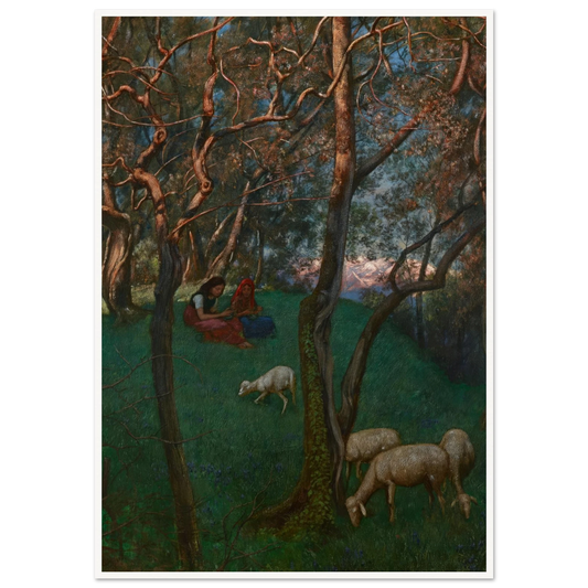 Olive Grove at Lake Garda (1892) Art Print | Hans Thoma - Framed Poster - 30x40 cm / 12x16″ - Black frame