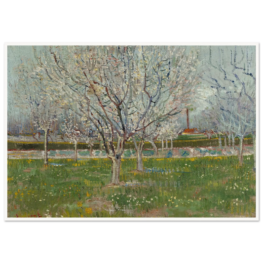 Orchard in Blossom (Plum Trees) Art Print | Vincent van Gogh - Framed Poster - 30x40 cm / 12x16″ - Black frame
