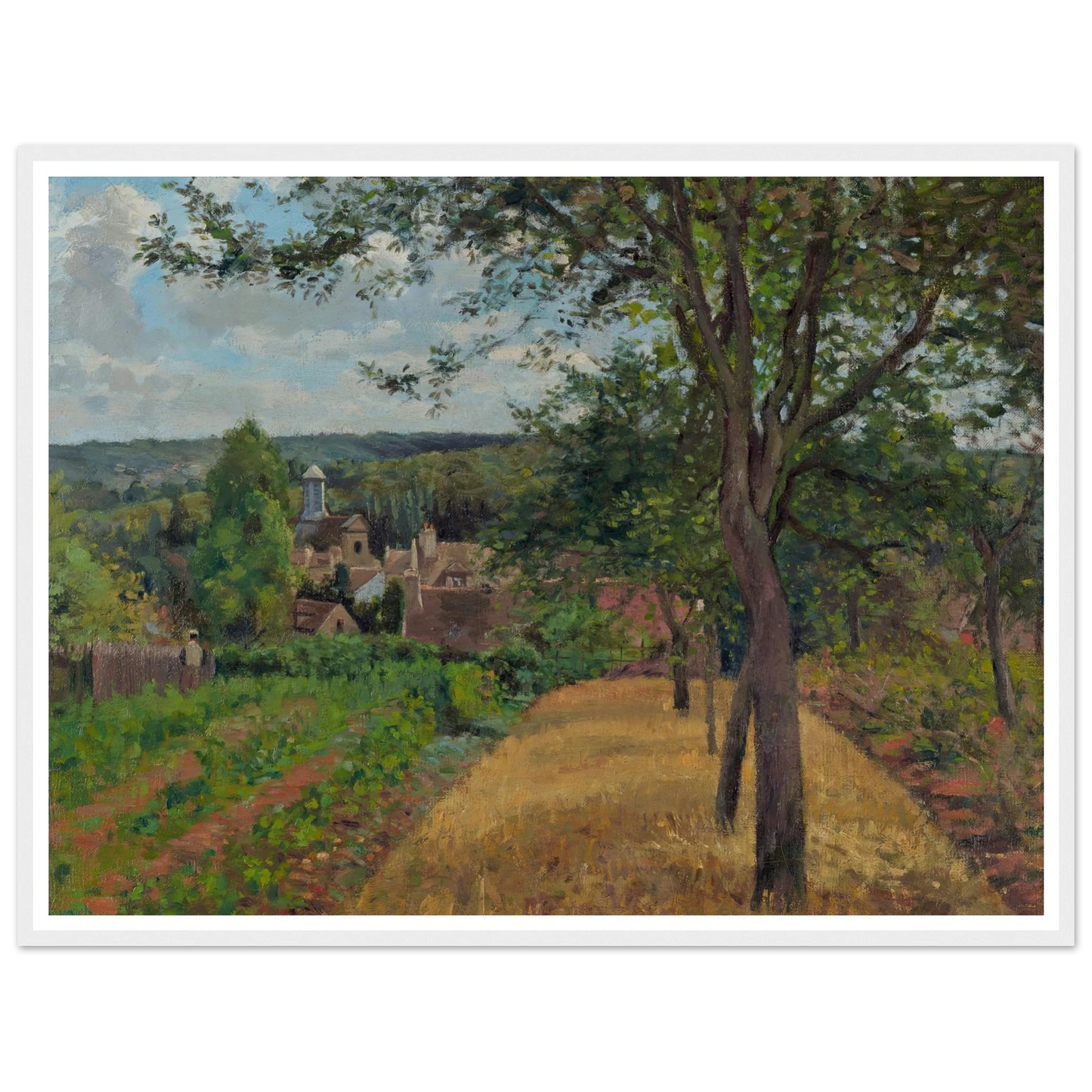 Orchards at Louveciennes (1872) Art Print | Camille Pissarro - Framed Poster - 30x40 cm / 12x16″ - Black frame