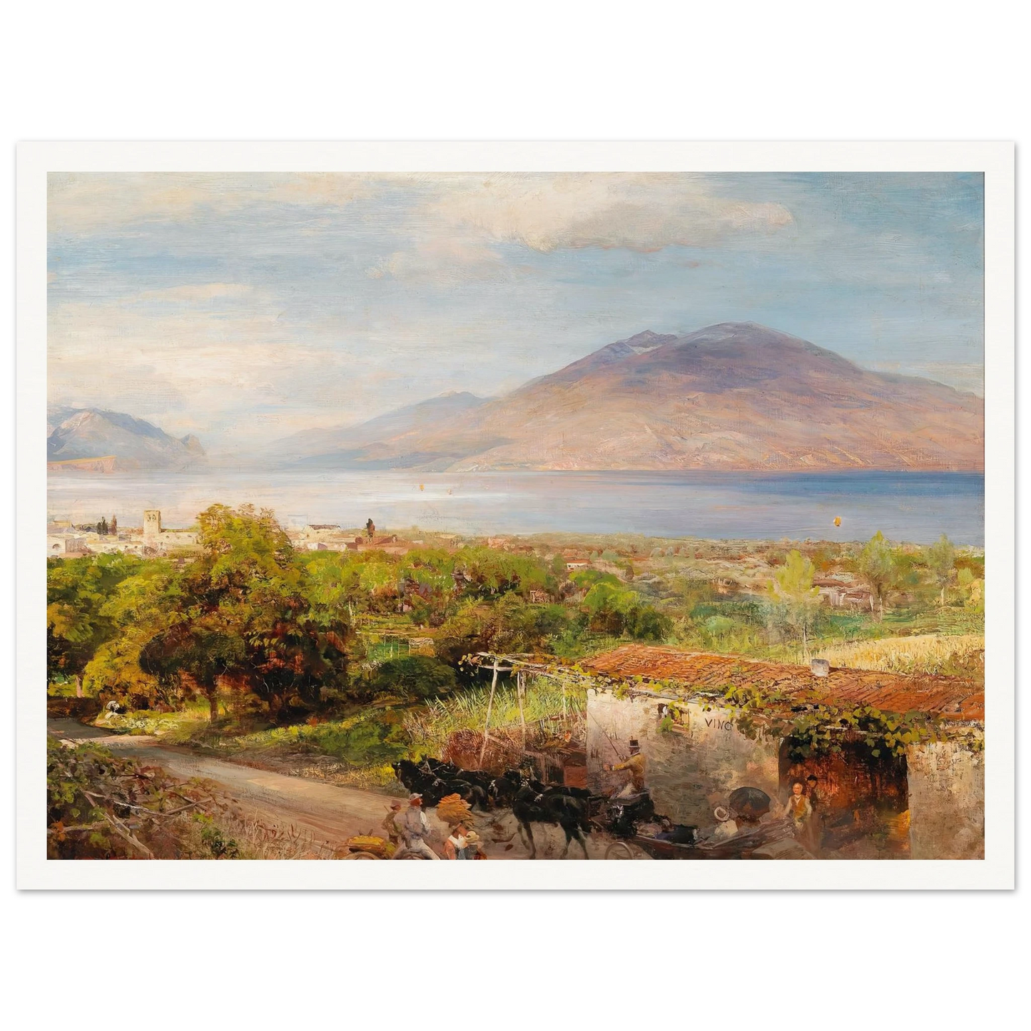 Osteria near Naples Art Print | Oswald Achenbach - Framed Poster - 30x40 cm / 12x16″ - Black frame