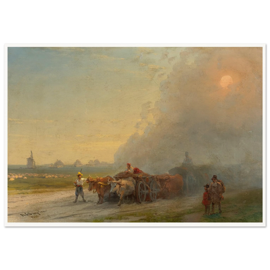 Ox-Carts In The Ukrainian Steppe (1888) Art Print | Ivan Konstantinovich Aivazovsky - Framed Poster - 30x40 cm / 12x16″ - Black frame