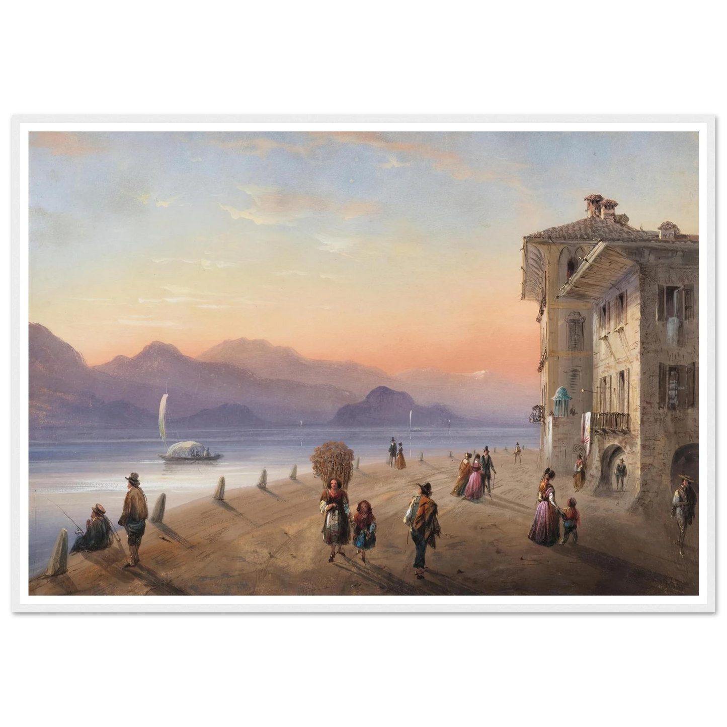 Palazzo Borromeo, Isola Bella on Lake Maggiore (1849) Art Print | Carlo Bossoli - Framed Poster - 30x40 cm / 12x16″ - Black frame