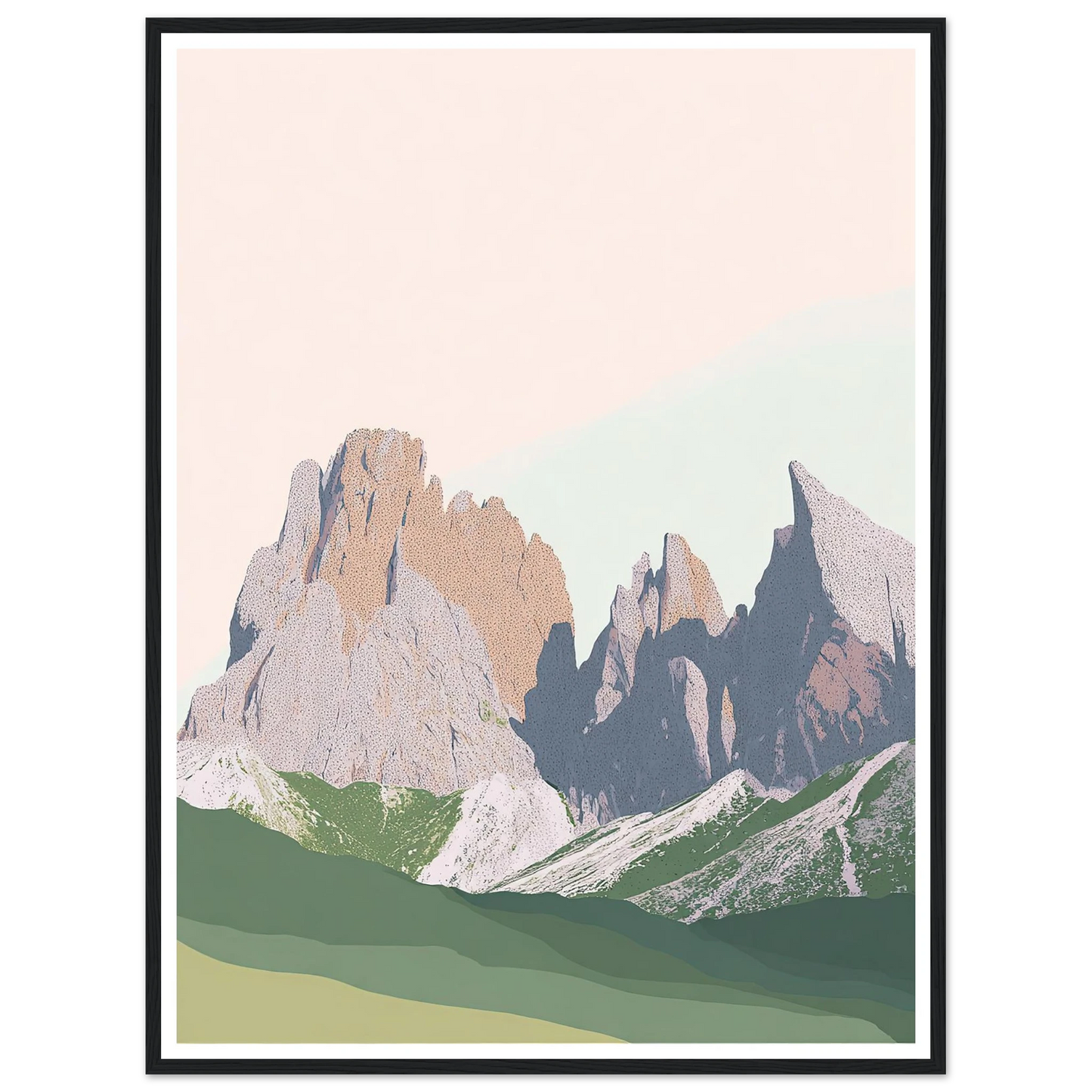 Pale Peaks of The Dolomites - Framed Poster - 30x40 cm / 12x16″ - Black frame