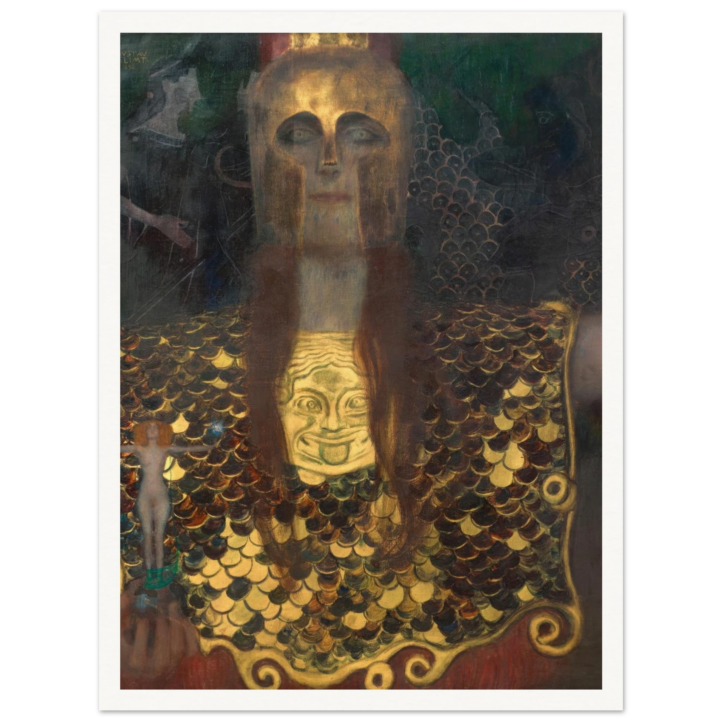 Pallas Athene (1898) Art Print | Gustav Klimt - Framed Poster - 30x40 cm / 12x16″ - Black frame