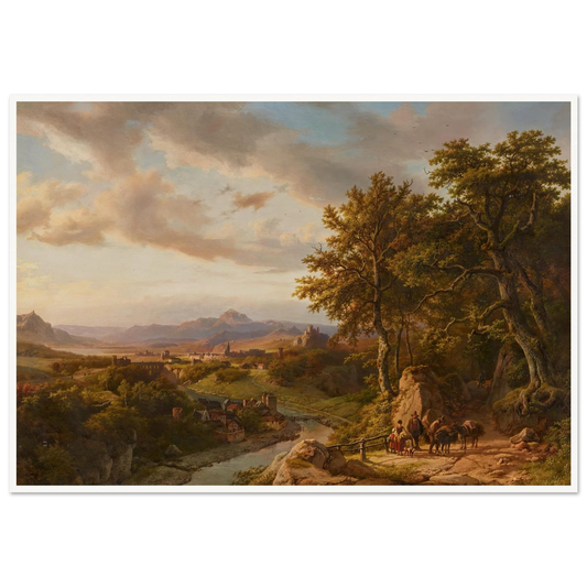 Panoramalandschaft am Mittelrhein (1852) Art Print | Barend Cornelis Koekkoek - Framed Poster - 30x40 cm / 12x16″ - Black frame