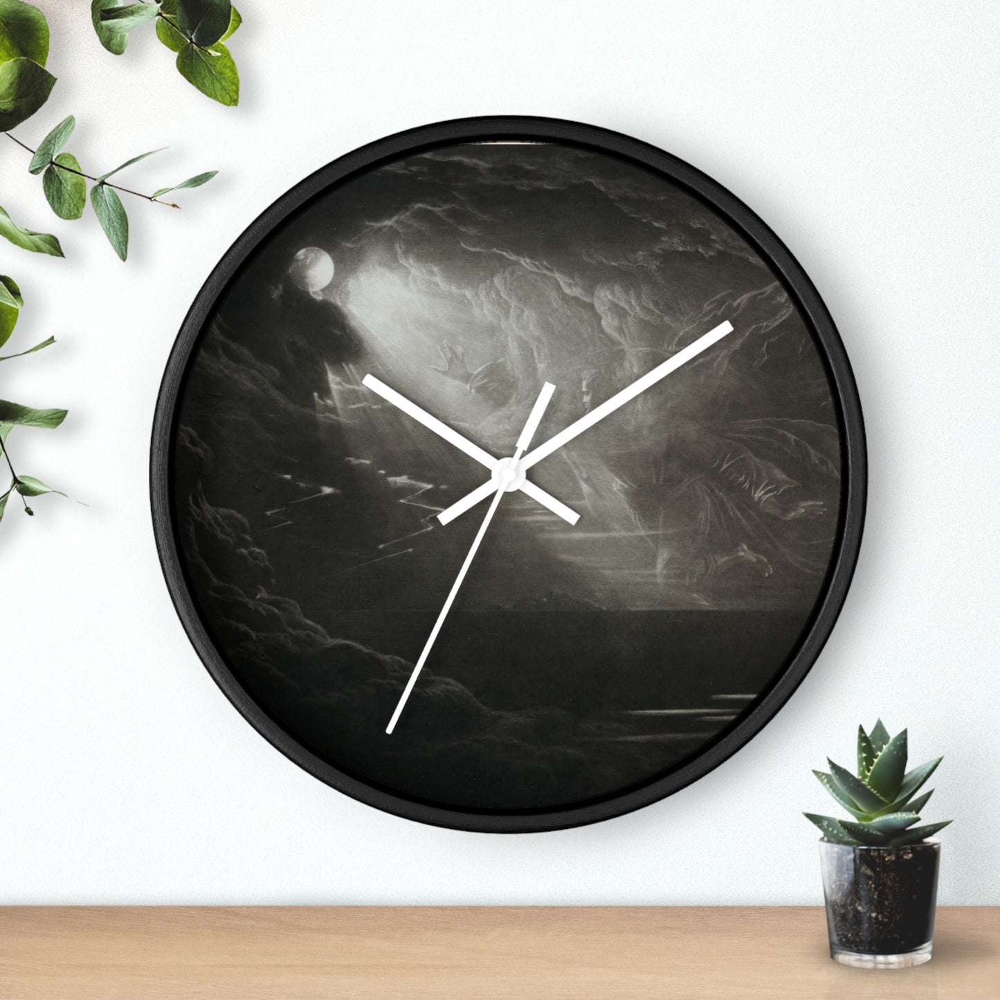 Paradise Lost; The Creation of Light Wall Clock | John Martin - White - Black Base - 10"