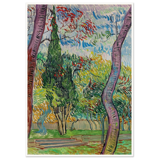 Parc de l’hôpital Saint-Paul (1889) Art Print | Vincent van Gogh - Framed Poster - 30x40 cm / 12x16″ - Black frame