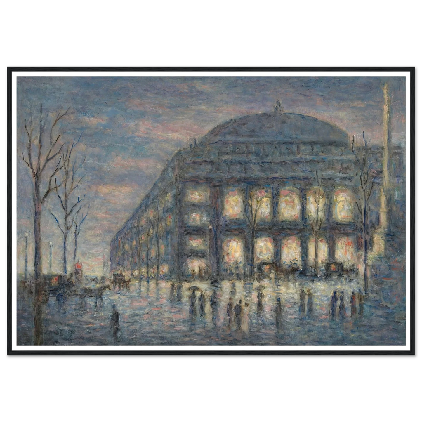 Paris, la place du Théâtre du Châtelet (circa 1900) Art Print | Maximilien Luce - Framed Poster - 30x40 cm / 12x16″ - Black frame