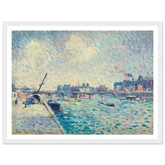 Paris, la Seine, Notre-Dame au loin (1898) Art Print | Maximilien Luce - Framed Poster - 30x40 cm / 12x16″ - Black frame