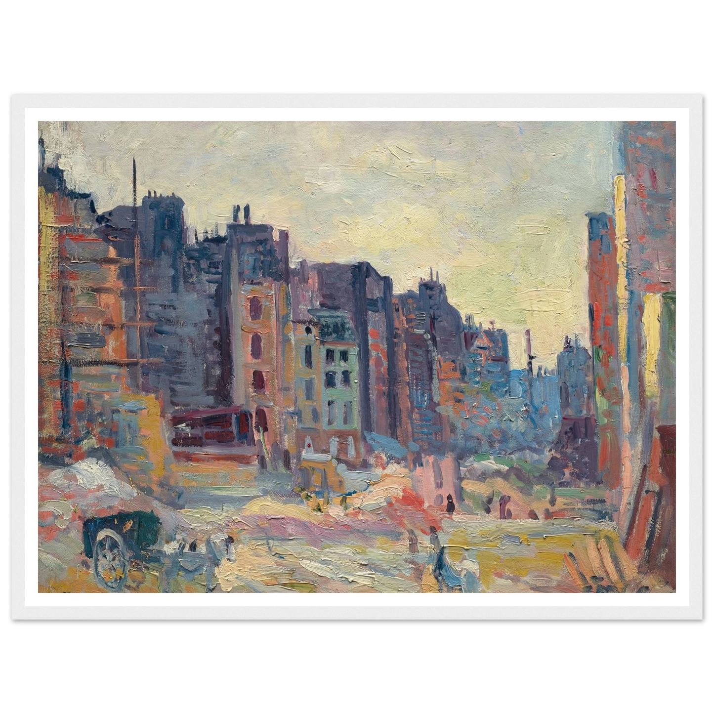 Paris, Le percement de la rue Réaumur (1907-08) Art Print | Maximilien Luce - Framed Poster - 30x40 cm / 12x16″ - Black frame