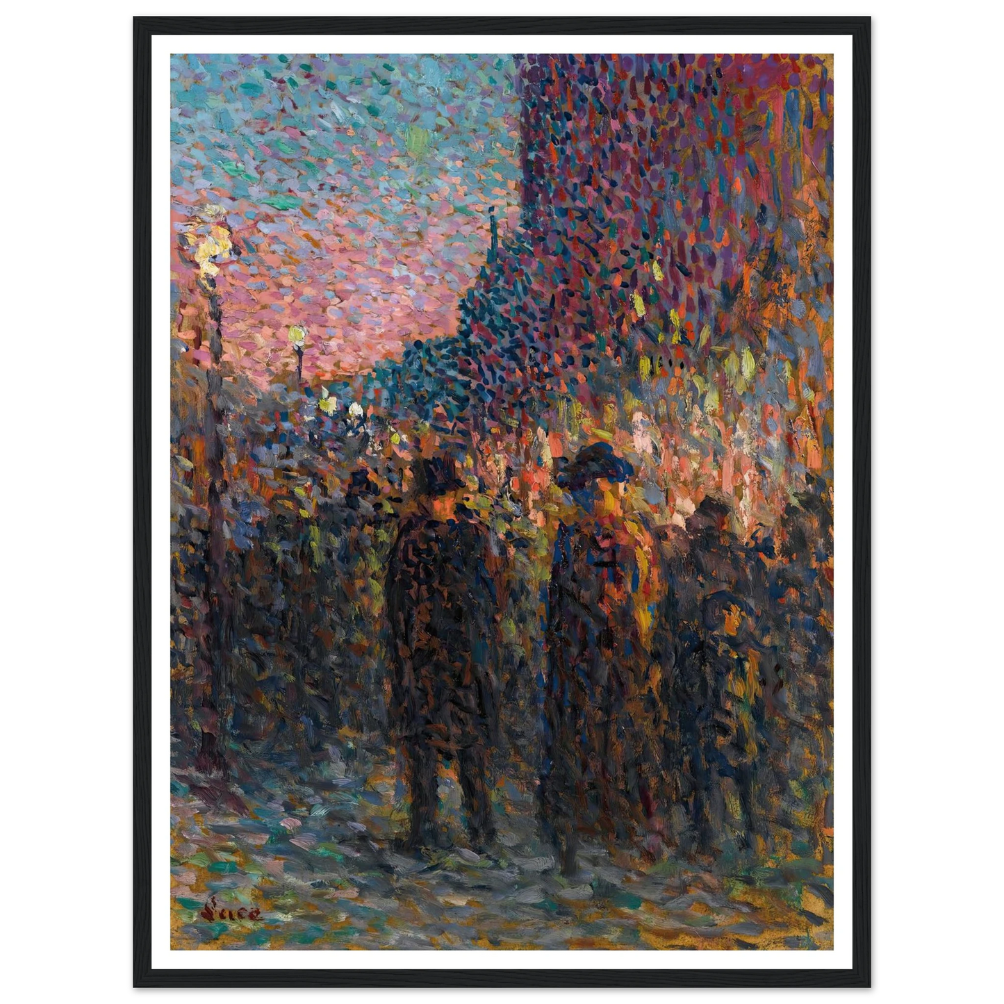 Paris, Les Boulevards, La Nuit (circa 1893) Art Print | Maximilien Luce - Framed Poster - 30x40 cm / 12x16″ - Black frame
