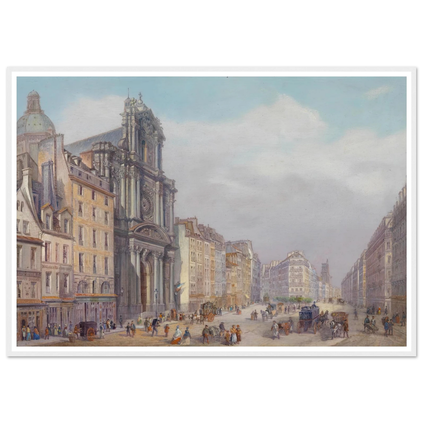 Paris Rue Saint Antoine Art Print | Carlo Bossoli - Framed Poster - 30x40 cm / 12x16″ - Black frame