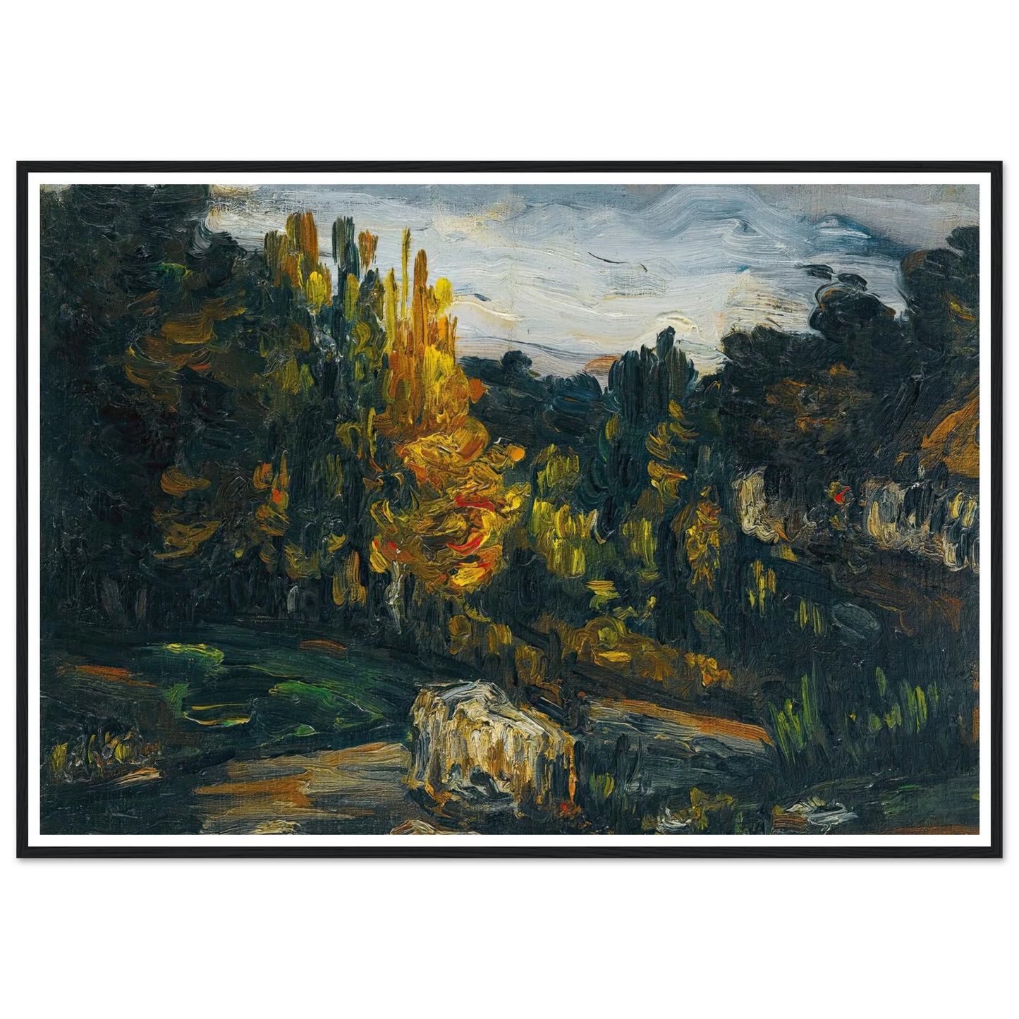 Paysage (1866) Art Print | Paul Cezanne - Framed Poster - 30x40 cm / 12x16″ - Black frame