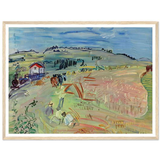 Paysage au champ de blé aux bœufs (circa 1935) Art Print | Raoul Dufy - Framed Poster - 30x40 cm / 12x16″ - Black frame
