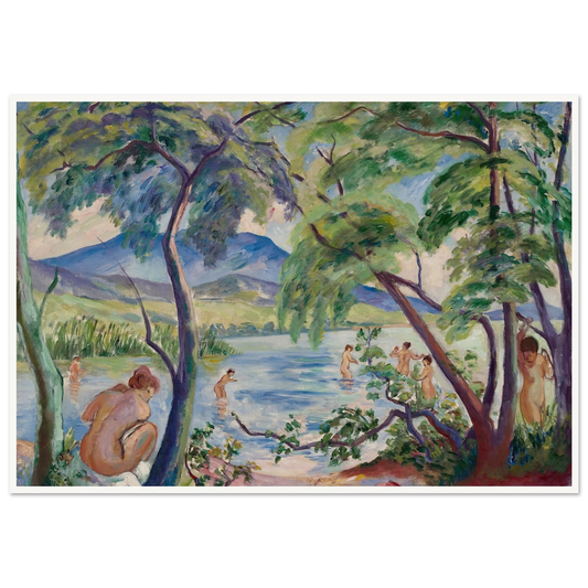 Paysage aux baigneuses, Colombier (1917) Art Print | Henri Manguin - Framed Poster - 30x40 cm / 12x16″ - Black frame