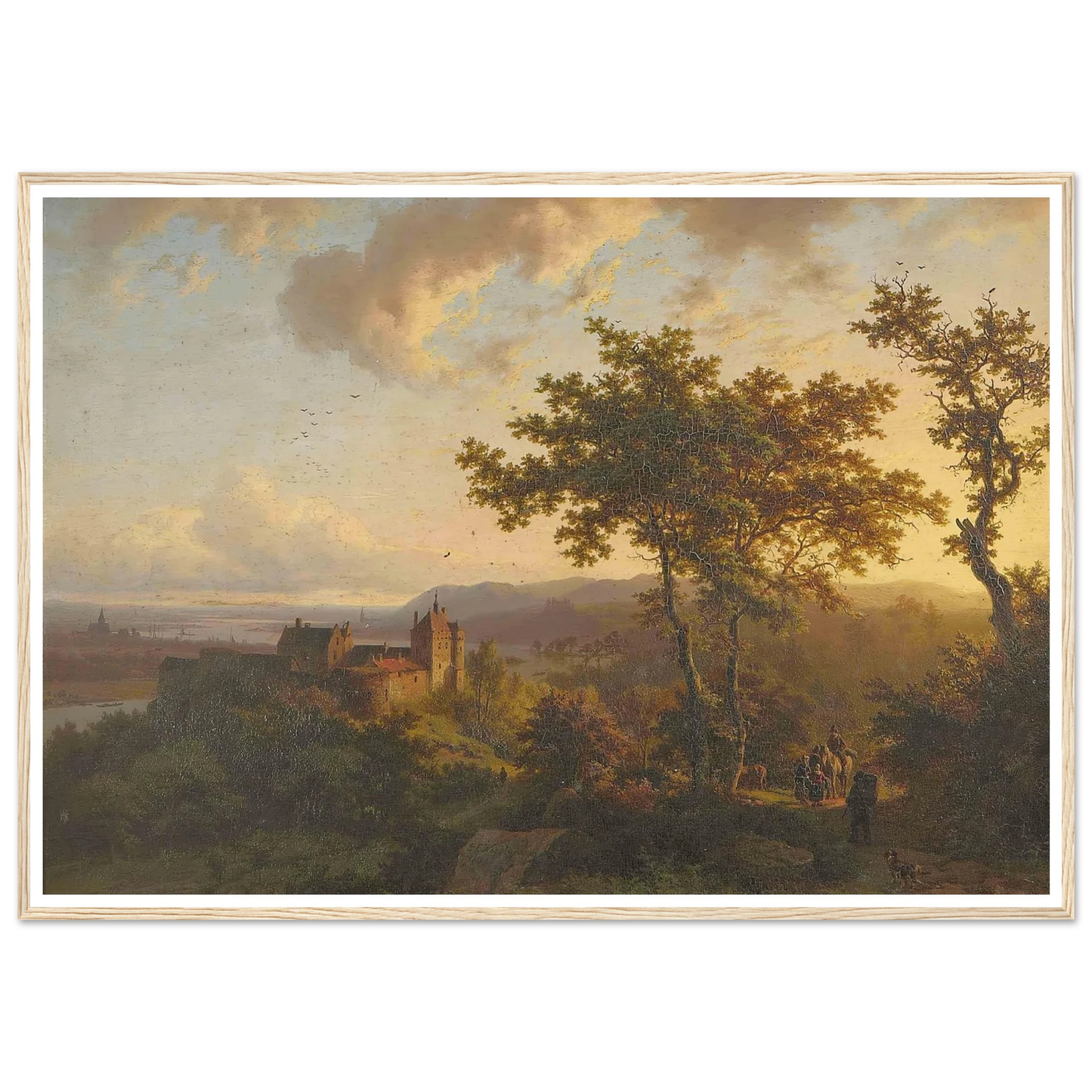 Paysage boisé avec un château (1851) Art Print | Barend Cornelis Koekkoek - Framed Poster - 30x40 cm / 12x16″ - Black frame