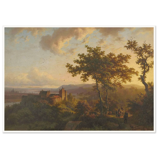 Paysage boisé avec un château (1851) Art Print | Barend Cornelis Koekkoek - Framed Poster - 30x40 cm / 12x16″ - Black frame