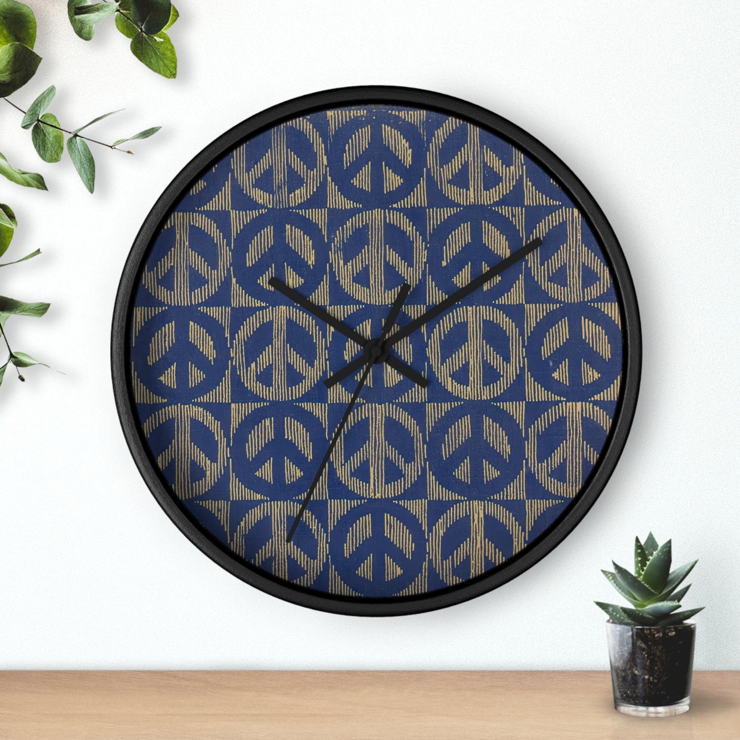 Peace Wall Clock | U.S. Information Agency - Black - Black Base - 10"