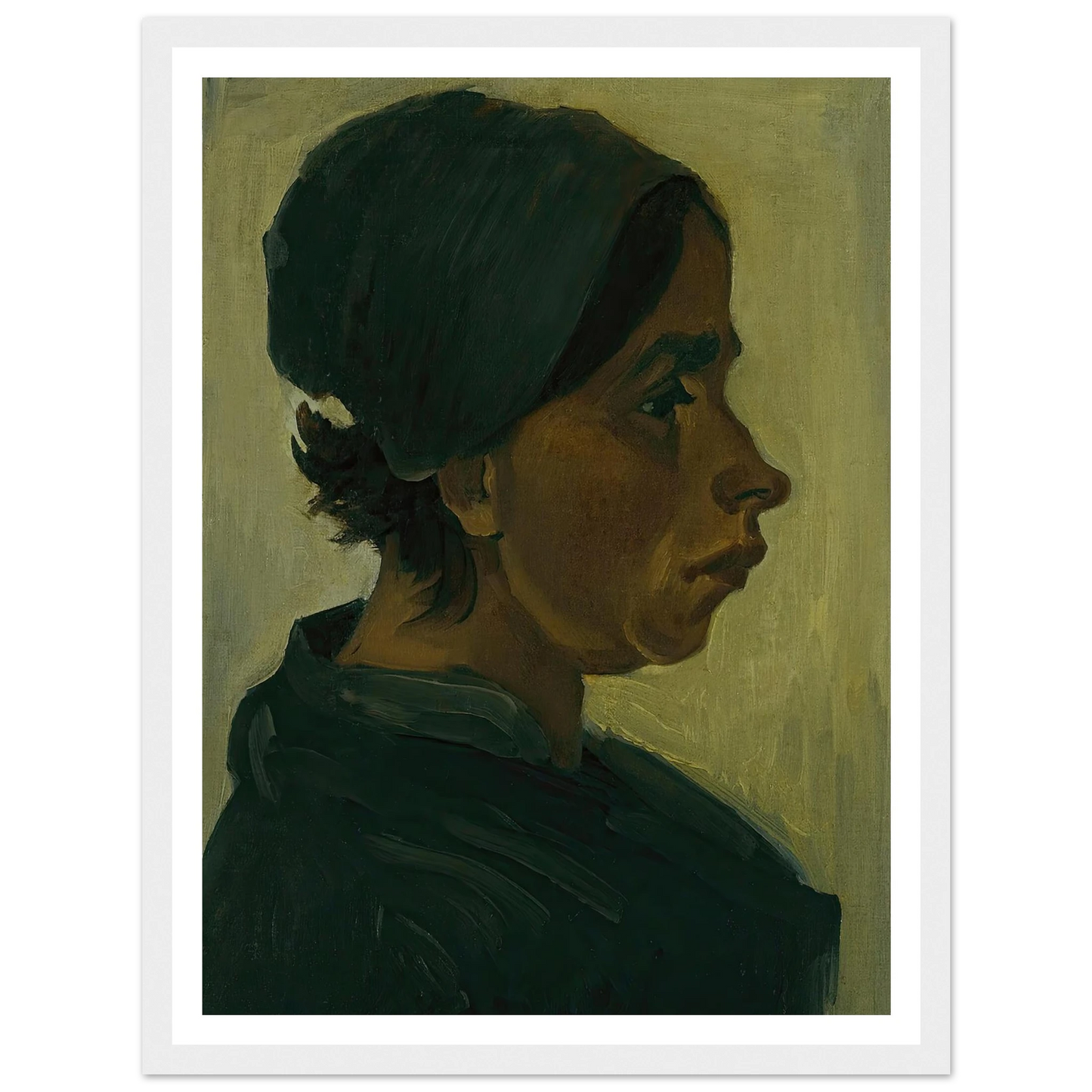 Peasant woman, head (1884) Art Print | Vincent van Gogh - Framed Poster - 30x40 cm / 12x16″ - Black frame