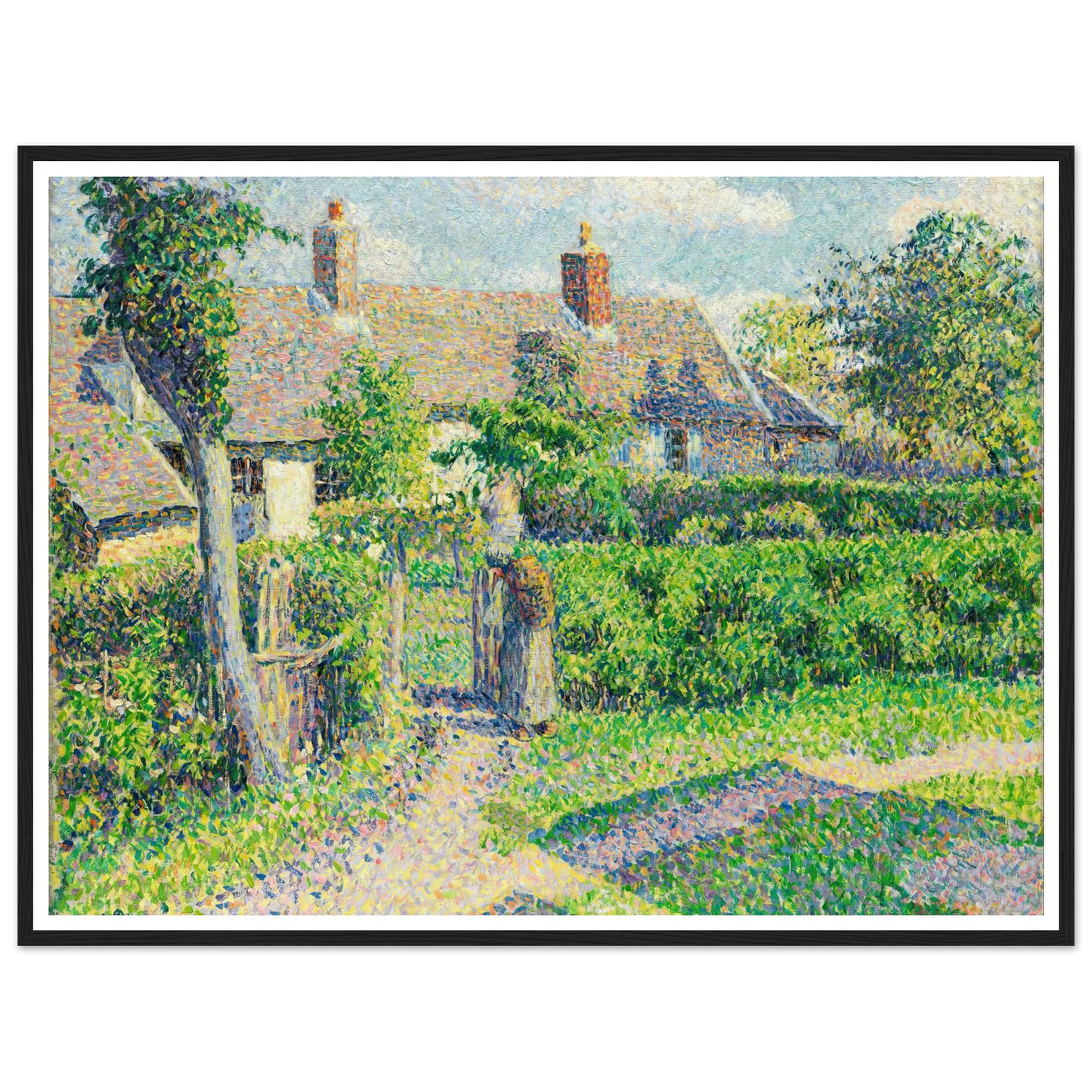 Peasants’ houses, Eragny (1887) Art Print | Camille Pissarro - Framed Poster - 30x40 cm / 12x16″ - Black frame