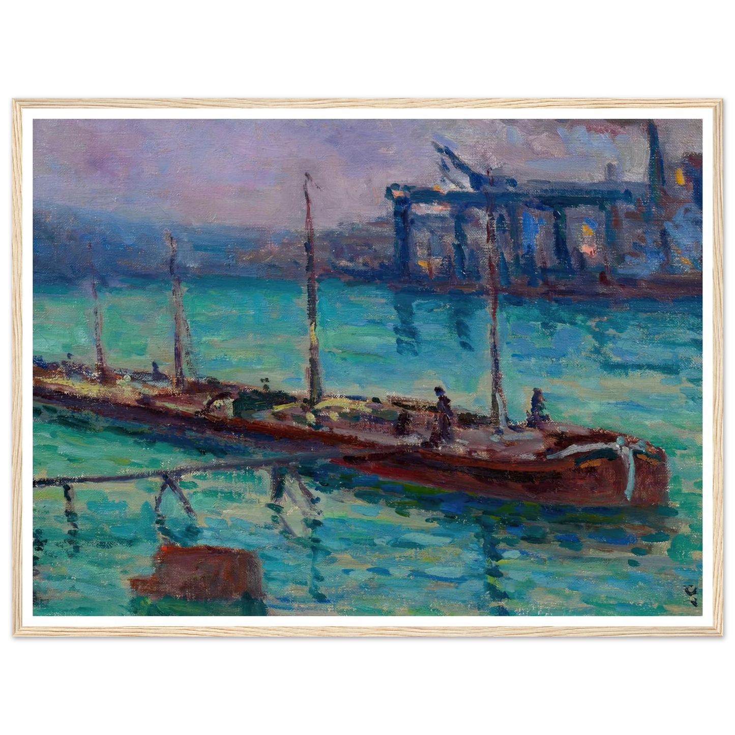 Péniche Au Bord De La Seine (circa 1910) Art Print | Maximilien Luce - Framed Poster - 30x40 cm / 12x16″ - Black frame