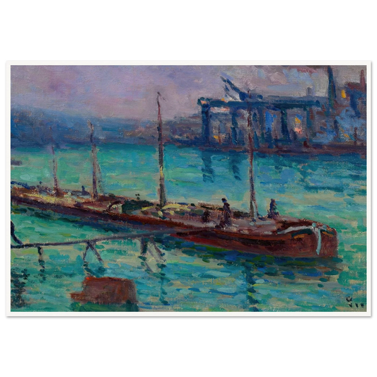 Péniche Au Bord De La Seine (circa 1910) Art Print | Maximilien Luce - Framed Poster - 30x40 cm / 12x16″ - Black frame