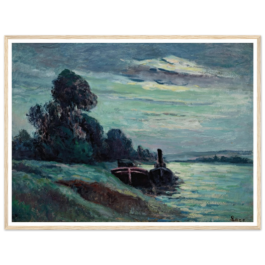 Péniches sur la Seine Art Print | Maximilien Luce - Framed Poster - 30x40 cm / 12x16″ - Black frame