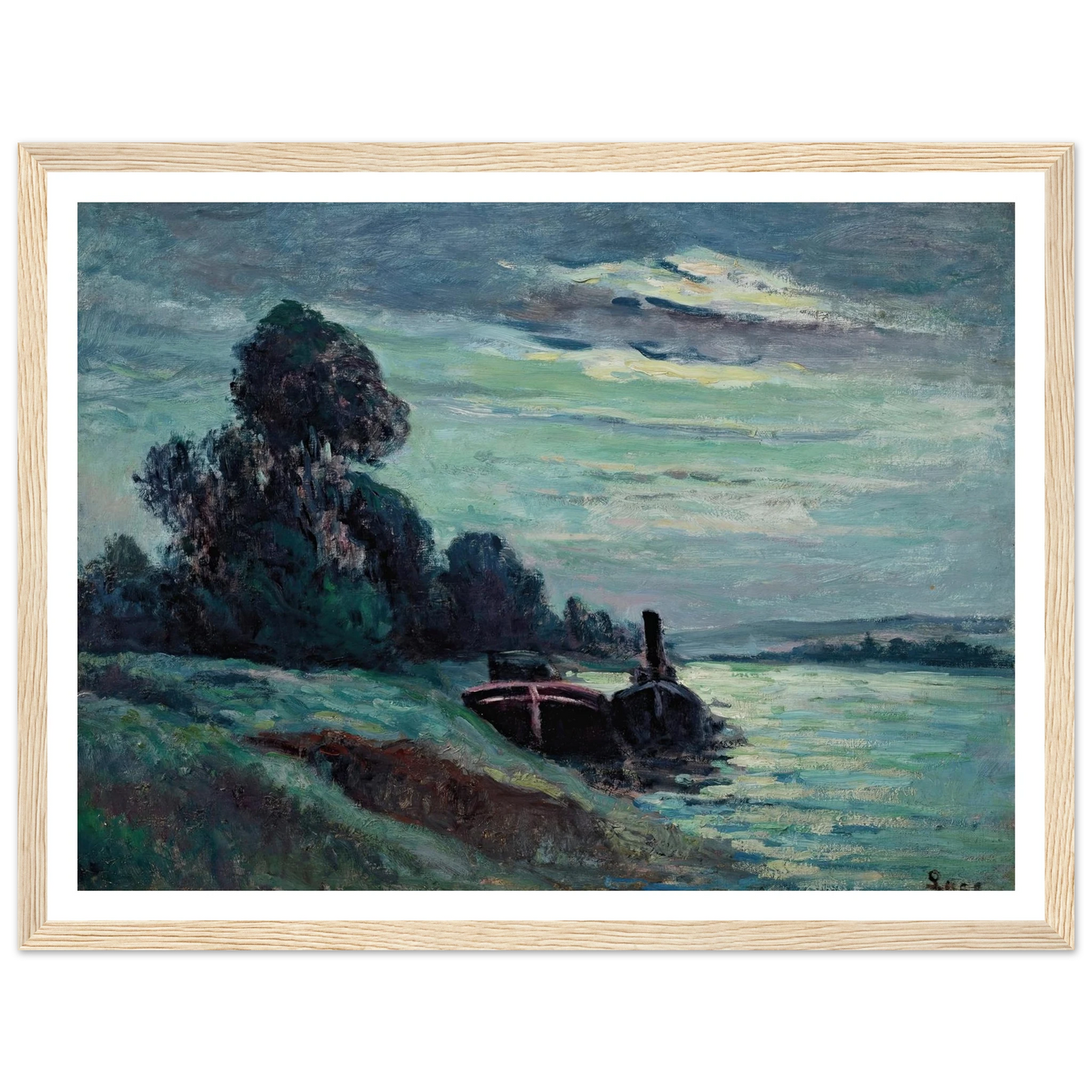Péniches sur la Seine Art Print | Maximilien Luce - Framed Poster - 30x40 cm / 12x16″ - Black frame