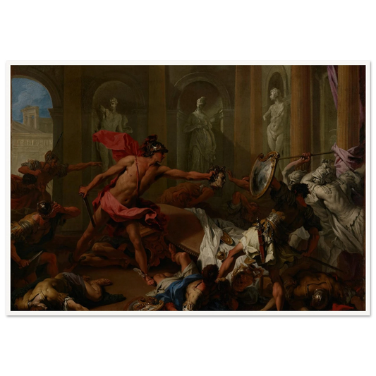 Perseus Confronting Phineus With The Head of Medusa (1705–1710) Art Print | Sebastiano Ricci - Framed Poster - 30x40 cm / 12x16″ - Black frame