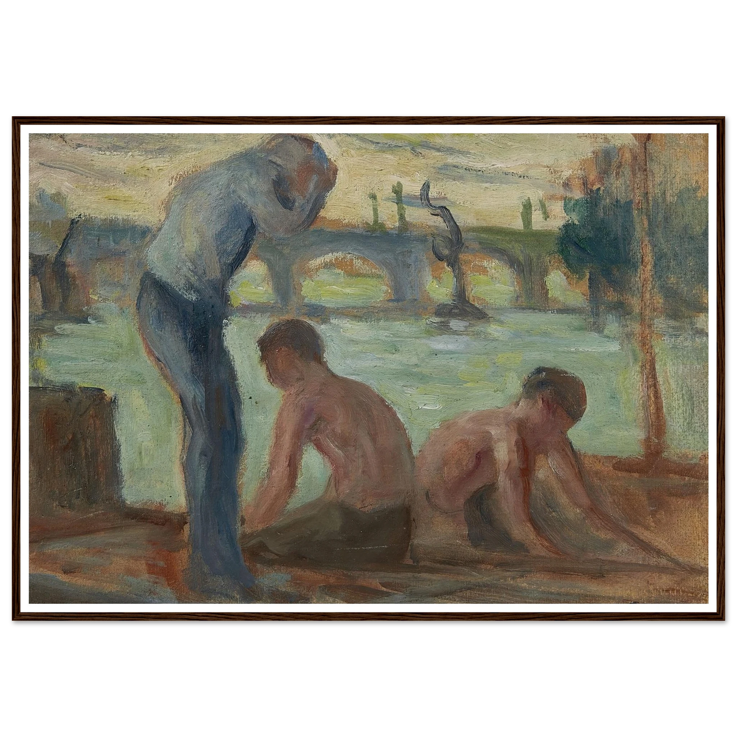 Personnages en bord de Seine Art Print | Maximilien Luce - Framed Poster - 30x40 cm / 12x16″ - Black frame