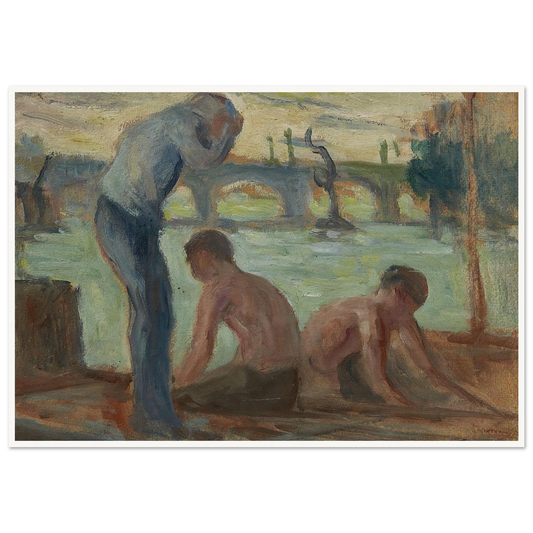 Personnages en bord de Seine Art Print | Maximilien Luce - Framed Poster - 30x40 cm / 12x16″ - Black frame