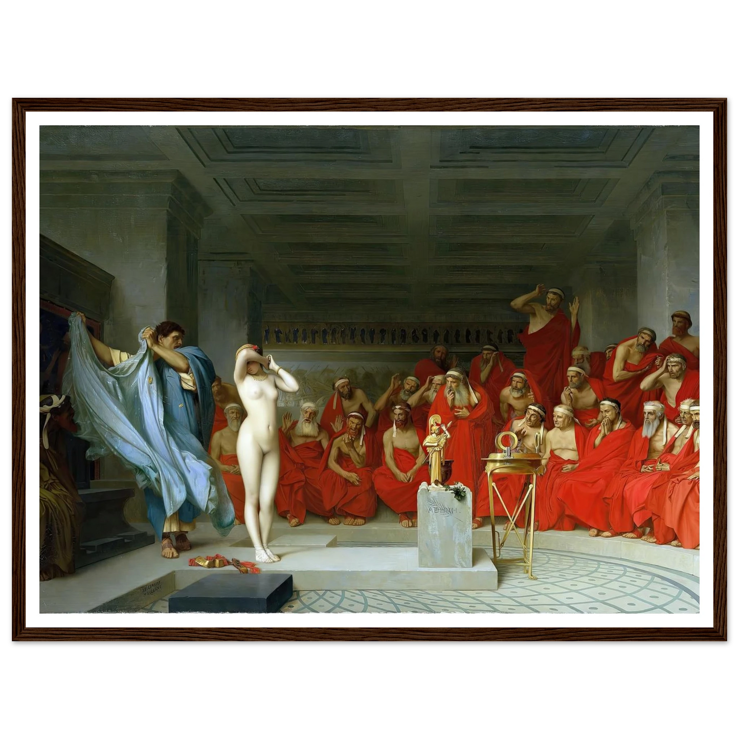 Phryne revealed before the Areopagus (1861) Art Print | Jean Leon Gerome - Framed Poster - 30x40 cm / 12x16″ - Black frame