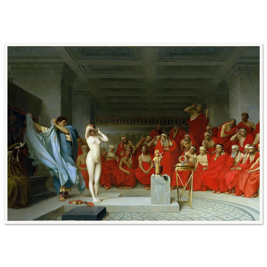Phryne revealed before the Areopagus (1861) Art Print | Jean Leon Gerome - Framed Poster - 30x40 cm / 12x16″ - Black frame
