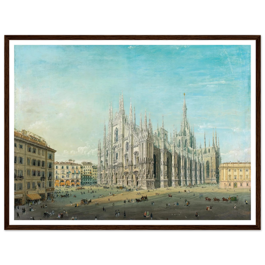 Piazza del Duomo, Milan Art Print | Carlo Bossoli - Framed Poster - 30x40 cm / 12x16″ - Black frame