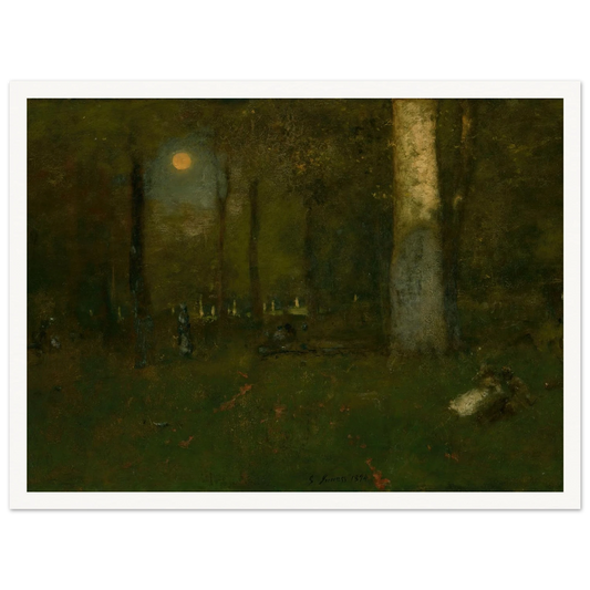 Picnic in the Woods, Montclair, New Jersey (1894) Art Print | George Inness - Framed Poster - 30x40 cm / 12x16″ - Black frame