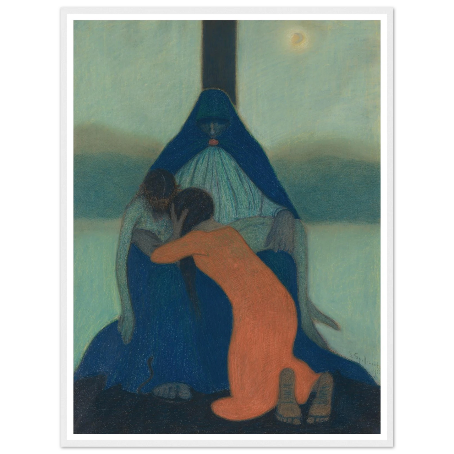 Piétà (1912) Art Print | Leon Spilliaert - Framed Poster - 30x40 cm / 12x16″ - Black frame
