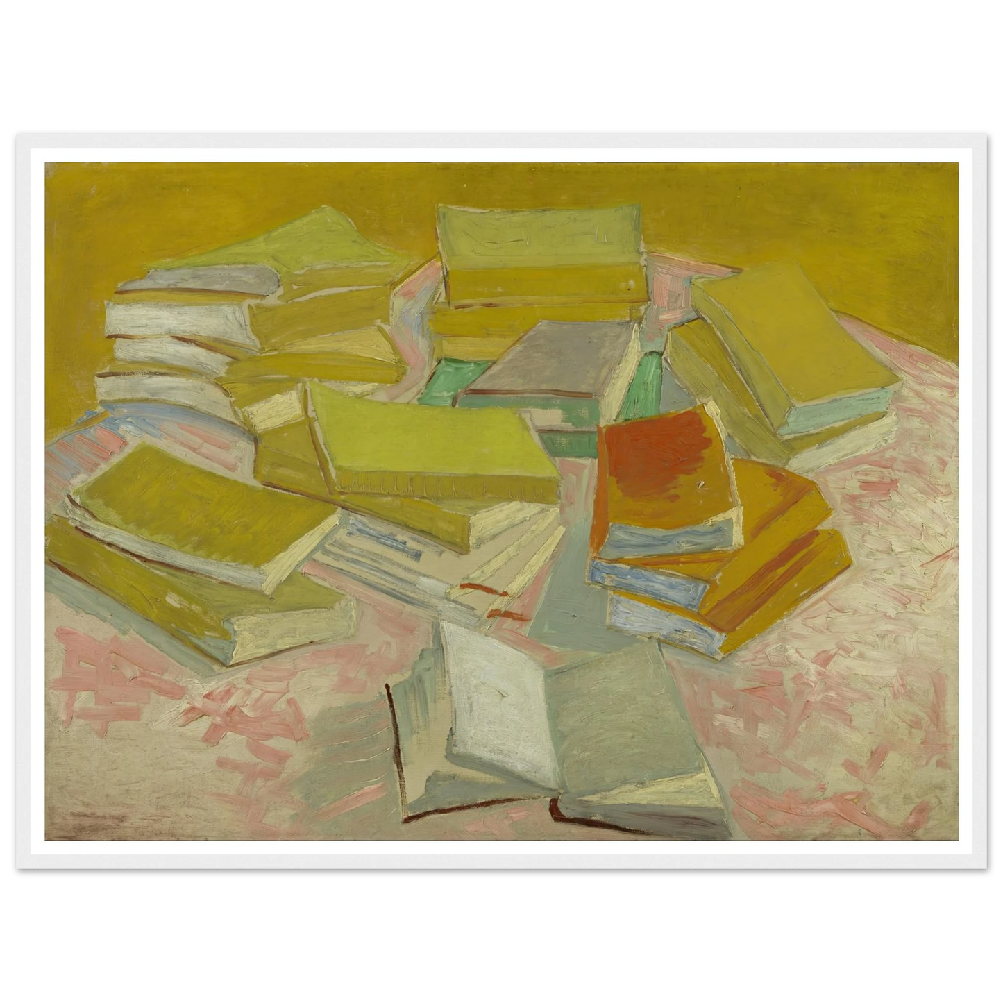 Piles of French novels (1887) Art Print | Vincent van Gogh - Framed Poster - 30x40 cm / 12x16″ - Black frame
