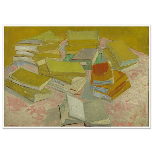 Piles of French novels (1887) Art Print | Vincent van Gogh - Framed Poster - 30x40 cm / 12x16″ - Black frame