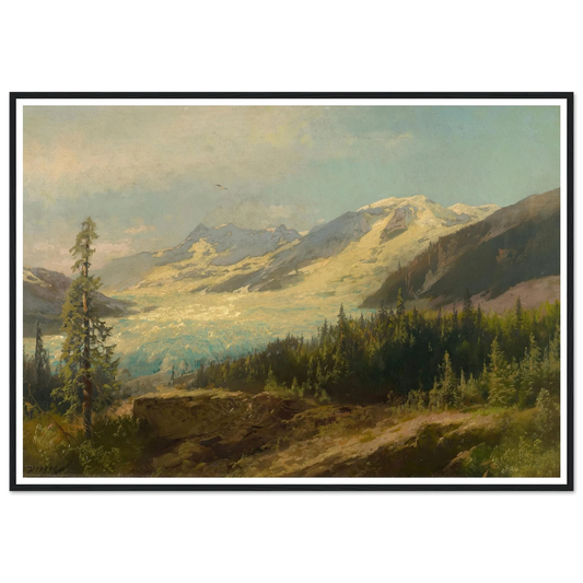 Pines in the Mountains (About 1895) Art Print | Hermann Ottomar Herzog - Framed Poster - 30x40 cm / 12x16″ - Black frame