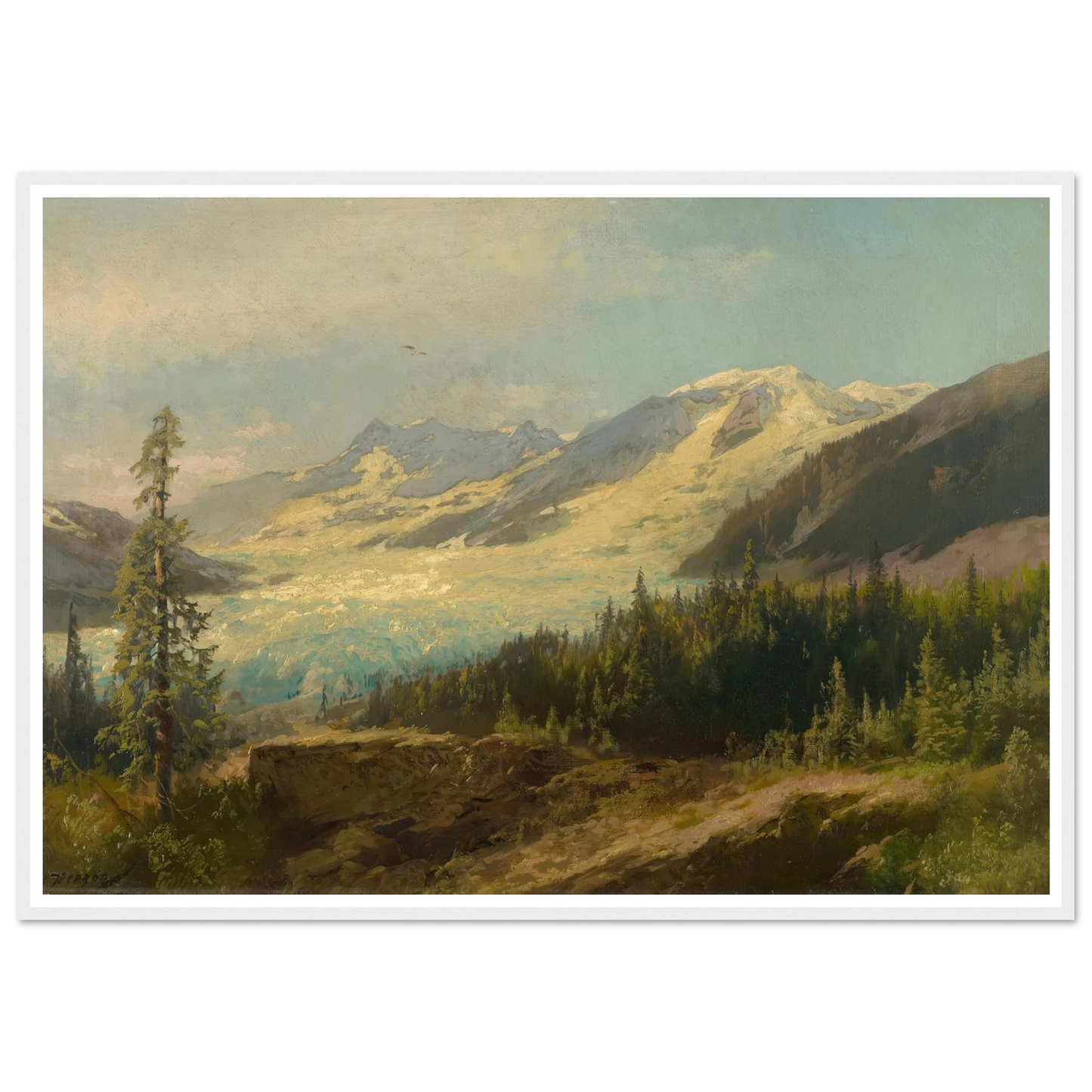 Pines in the Mountains (About 1895) Art Print | Hermann Ottomar Herzog - Framed Poster - 30x40 cm / 12x16″ - Black frame