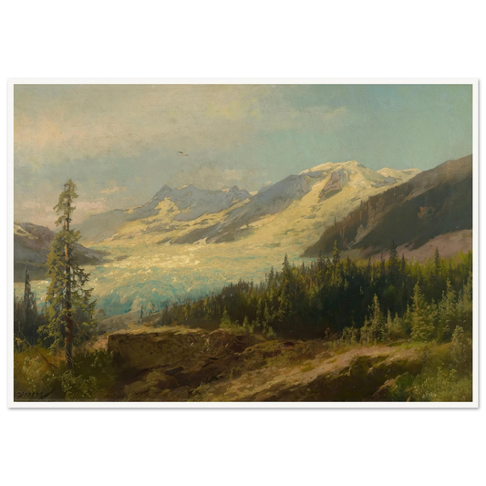 Pines in the Mountains (About 1895) Art Print | Hermann Ottomar Herzog - Framed Poster - 30x40 cm / 12x16″ - Black frame