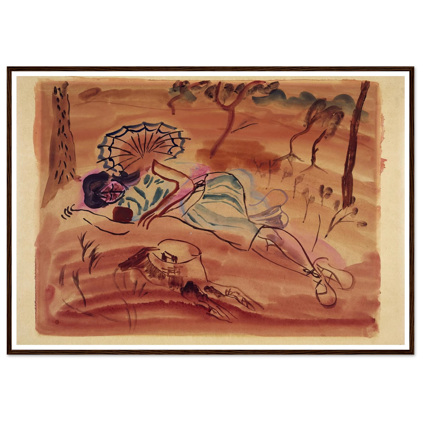 Pinewoods (Under the pines) (1931) Art Print | Frances Hodgkins - Framed Poster - 30x40 cm / 12x16″ - Black frame