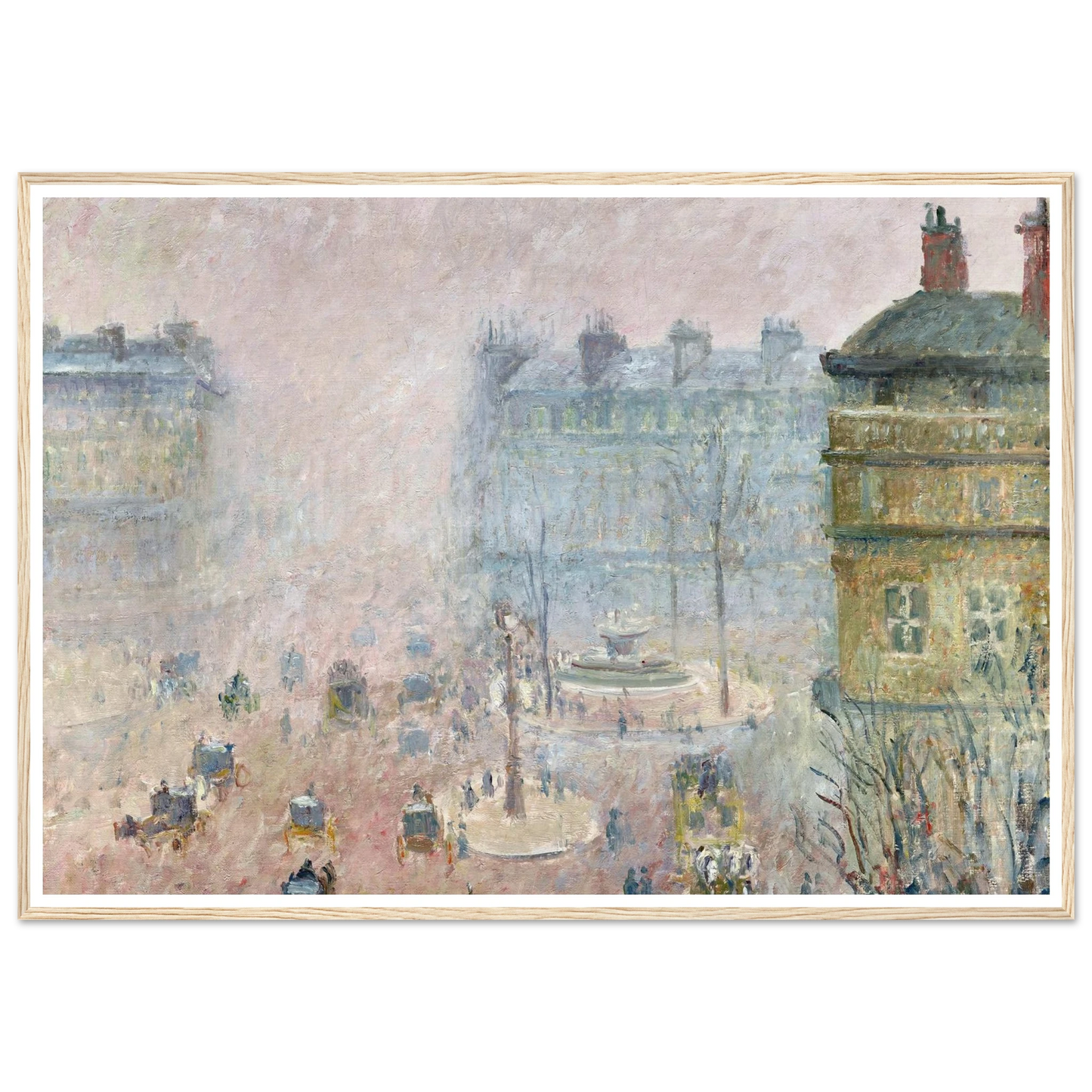 Place du Theatre Francais,Fog Effect (1897) Art Print | Camille Pissarro - Framed Poster - 30x40 cm / 12x16″ - Black frame